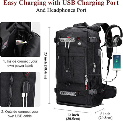 WITZMAN Travel Backpack for Men and Women Convertible Duffle Luggage Bag fit 17 Inch Laptop Carry On Bags for Airplane (B681 Black)