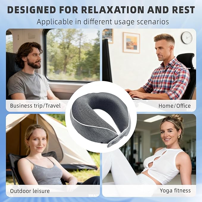 Memory Foam Travel Pillow,U-Shaped Neck Pillow for Sleeping Airplane and Car, with Portable Storage Case, Soft & Breathable, Provides Head & Neck Support