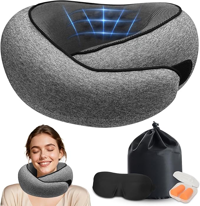 Travel Pillows for Airplanes,360° Support Stowable Travel Pillow, Neck Pillow Airplane with Memory Foam Portable Travel Neck Pillow for Traveling, Suitable for Airplanes, Offices, and Cars