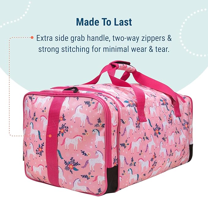 Wildkin Kids Weekender Duffel Bag – Carry-On Size for School, Travel, & Sleepovers
