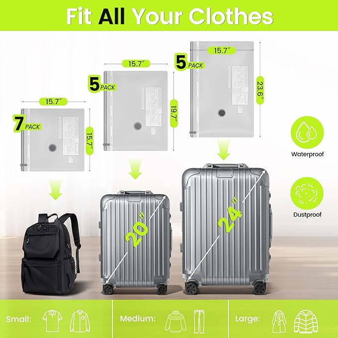 (17PACK) Travel Vacuum Bags with USB Pump-Portable Vacuum Packing Seal for for Travel & Home, Vacuum Compression Packing Seal Bags for Clothes, Bedding & Seasonal Storage