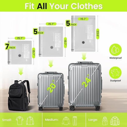 (17PACK) Travel Vacuum Bags with USB Pump-Portable Vacuum Packing Seal for for Travel & Home, Vacuum Compression Packing Seal Bags for Clothes, Bedding & Seasonal Storage