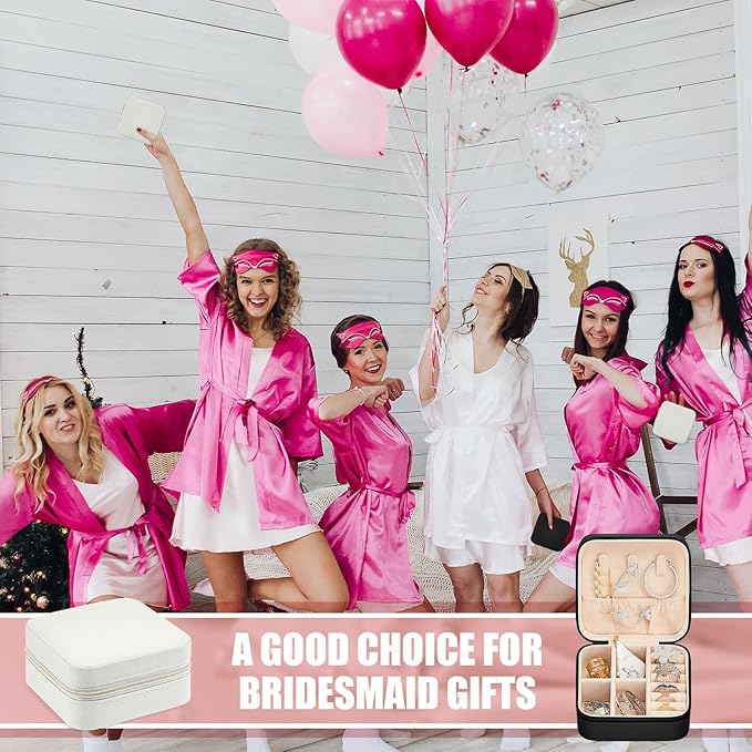 Taiyin 6 Pcs Travel Jewelry Case Box Bridesmaid Gifts Bulk Travel Jewelry Cases Boxes Small Jewels Organizers Mini Accessories Ornaments Storage for Women Girls Wedding Gifts (Black,White)