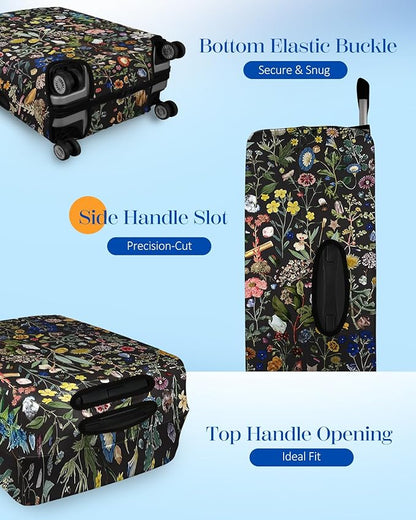 Slohif Luggage Cover for Suitcase Tsa Approved Protector - Luggage Sleeve Large Suit Case Cover Travel Stretch Baggage Case Protective Washable Fit 18-20 Inch Flower XS