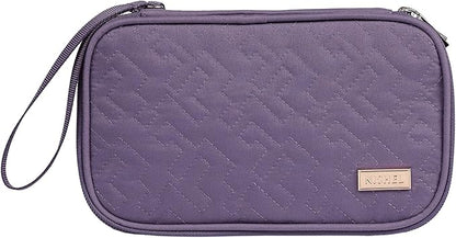 NISHEL Travel Cord Organizer Case, Double Layers Tech Electronic Bag, Essentials for Charger, Cable, Phone, Flash drive, Medium, Purple