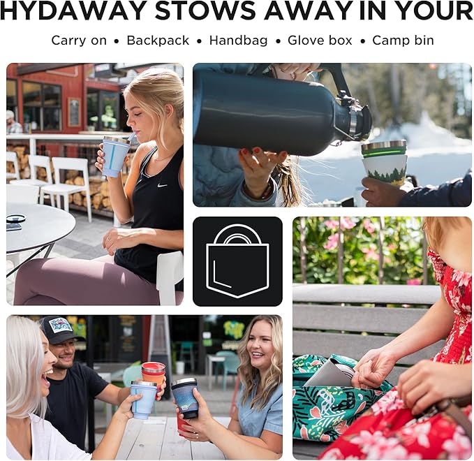 HYDAWAY 16oz Collapsible Tumbler - BPA-Free, Reusable Silicone Cup with Lid & Insulating Sleeve - Perfect for Coffee, Travel, and Everyday Use