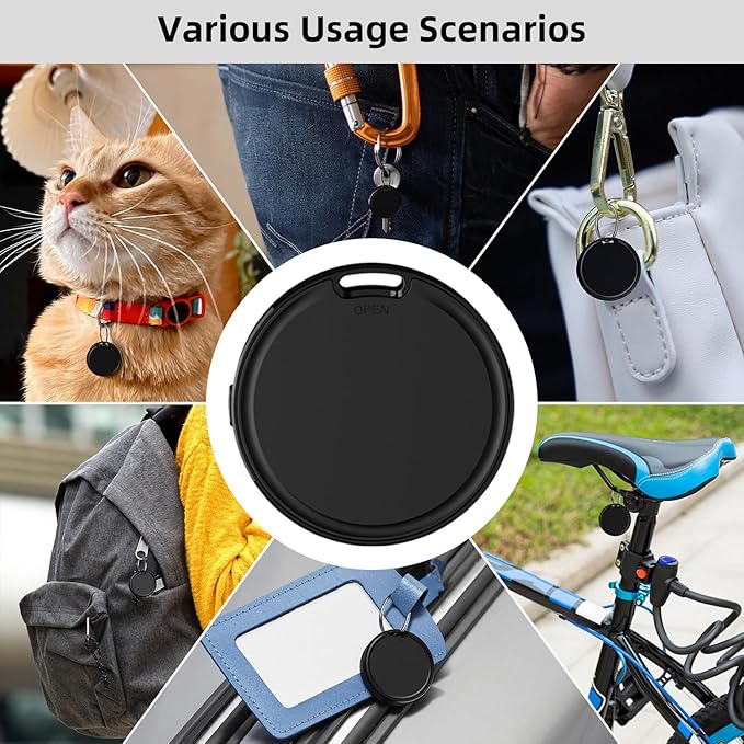 Android Tracker Tags 4 Pack Air Luggage Tracker Tags Compatible with Google Find Hub App (Android Only) Bluetooth Tracker Key Finder and Item Locator for Wallets, Backpack, Suitcases-Black