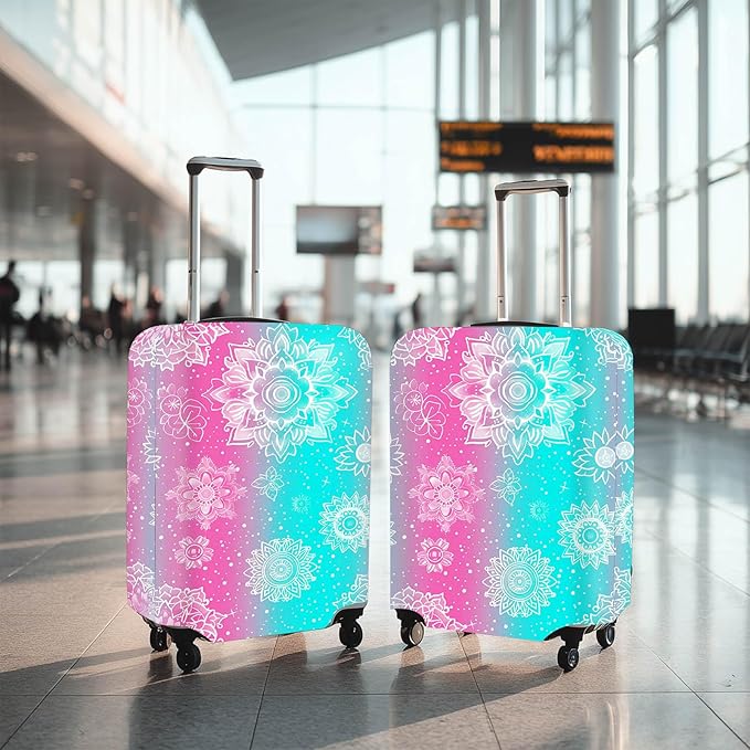 Gradient Mandala Luggage Cover Suitcase Protector Washable Anti Scratch Protective Sleeve Travel Accessories Baggage Covers Fits 22-24 Inch Suitcase Wraps and Covers for Luggage Essentials