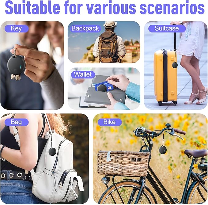 Air Tracker Tag for Android or iOS, Dual System Air Tracker-4 Pack, Bluetooth Tracking Compatible with iOS Find My or Google Find Hub App, Smart Tracker Tag Key Finder for Key Wallet (Black)