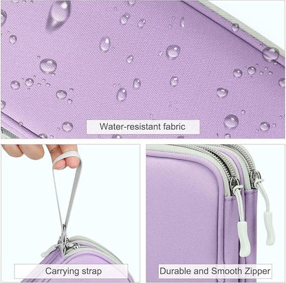 FYY Electronic Organizer, Large Travel Cable Organizer Bag Pouch Electronic Accessories Carry Case Portable Waterproof Double Layers All-in-One Storage Bag for Cable, Cord, Charger, Light Purple