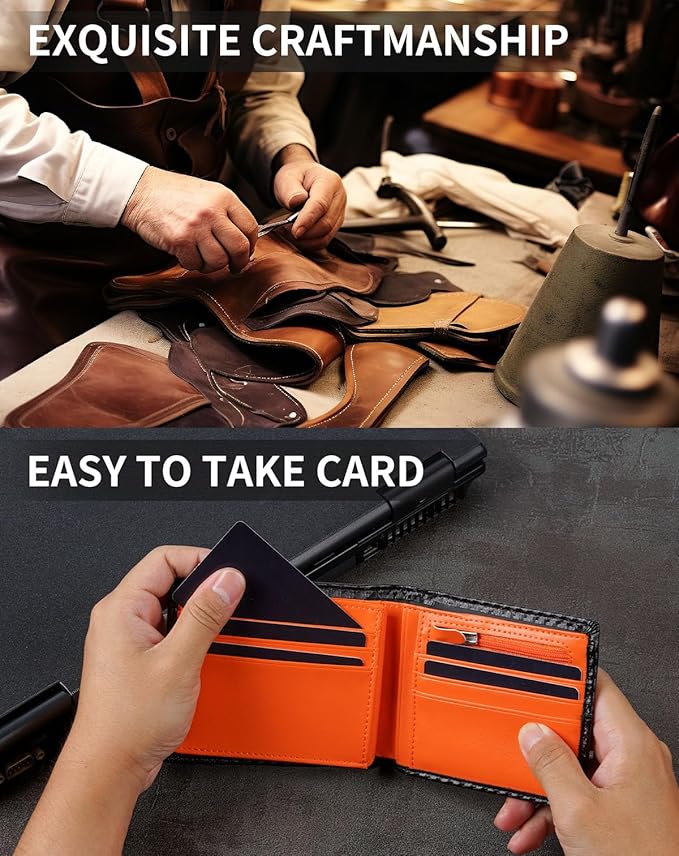 Swallowmall Leather Wallet for Mens Genuine Leather RFID Blocking Bifold Wallets with 1 ID Windows 15 Card Slots