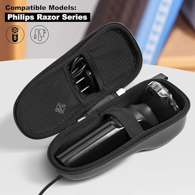 Razor Travel Case - Protective Holder for Philips Series S1000 S2000 S3000 S5000 S7000 S8000 S9000, Portable Charging, Durable, Waterproof, Compact Design for Men's Travel Essentials (Black)