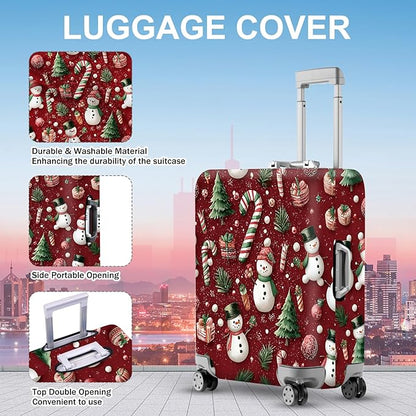 FOREVER QUEEN Snowman - Cane Candy Luggage Cover Suitcase Protector Suitcase Cover Anti-Scratch,Stretchable Bag Cover Washable Durable Polyester