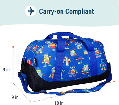 Wildkin Kids Overnighter Duffel Bag – Carry-On Size, Ideal for School & Sleepovers – Robots
