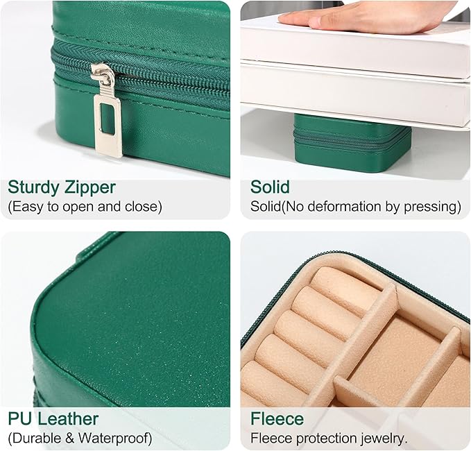 Parima Christmas Stocking Stuffers Gifts Small Travel Jewelry Box Jewelry Case Organizer - Mini Travel Jewelry Case Travel Essentials Gifts for Women Teenage Teen Girl Her Friend - Letter H, Green