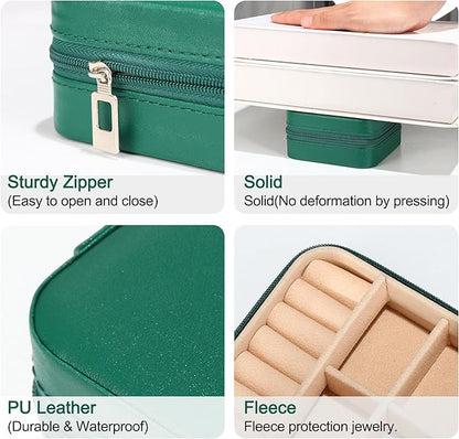 Parima Christmas Stocking Stuffers Gifts Small Travel Jewelry Box Jewelry Case Organizer - Mini Travel Jewelry Case Travel Essentials Gifts for Women Teenage Teen Girl Her Friend - Letter H, Green