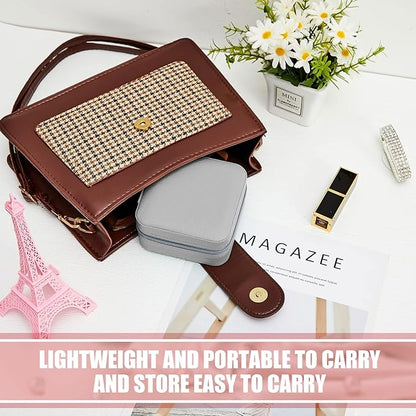 Taiyin 6 Pcs Travel Jewelry Case Box Bridesmaid Gifts Bulk Travel Jewelry Cases Boxes Small Jewels Organizers Mini Accessories Ornaments Storage for Women Girls Wedding Gifts (Gray)