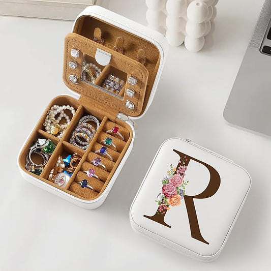 Parima Christmas Stocking Stuffers Gifts Grandma Gifts - Mothers Day Gift Ideas for Nana, Personalized Initial Jewelry Box - Letter R, White