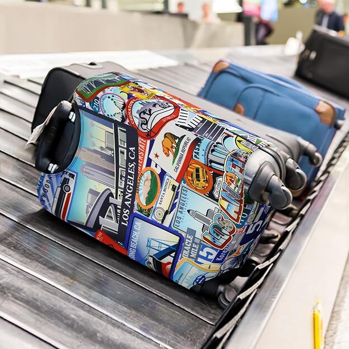 HYPER VENTURE Washable Luggage Cover - Fashion Suitcase Protector Fits 31-32 Inch Luggage (Travel Location, XL)
