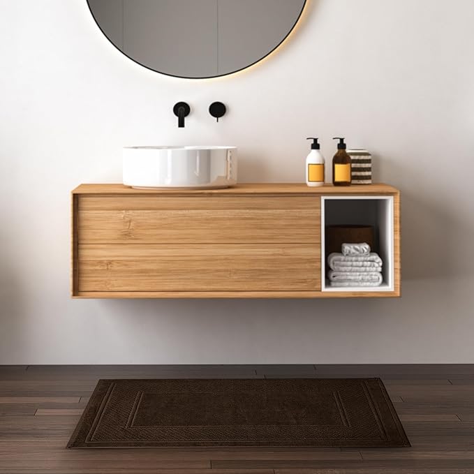 Avalon Towels Brown Bath Mat - 100% Cotton Set of 2 Absorbent Bathmat - Bathroom Mats Quick Dry Bath Mats for Bathrooms (22x34 Inches)