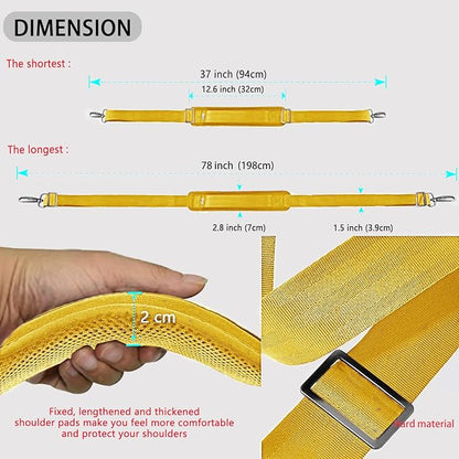 ZINZ Shoulder Strap 78" Universal Handbag Strap with Ultra-Thick Fixed Padded and Dual Balanced Adjustable Buckles Shoulder Crossbody Strap for Briefcase Messenger Bag Laptop Bag Luggage，Yellow