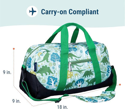 Wildkin Kids Overnighter Duffel Bag – Carry-On Size, Ideal for School & Sleepovers – Dinomite Dinosaurs