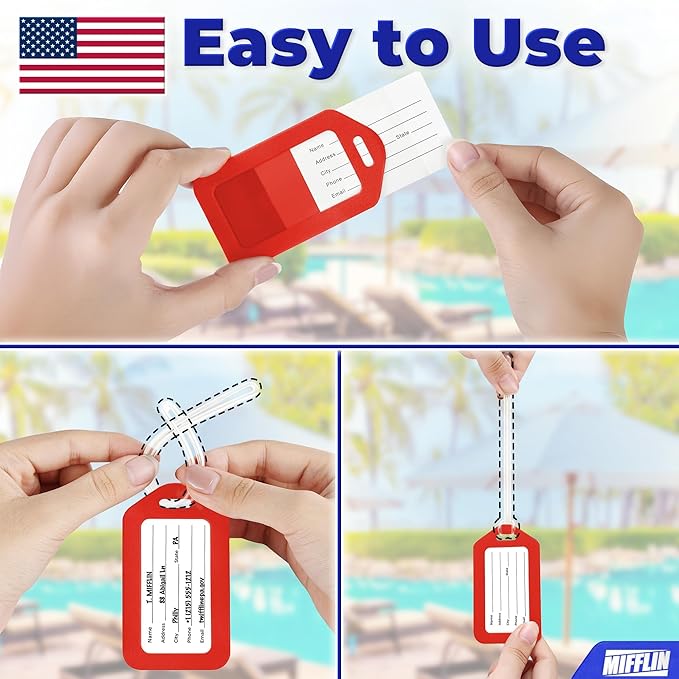 Mifflin-USA - Luggage Tags - Red, 50 PK - Bag Tag for Baggage - Suitcase Accessory Bulk