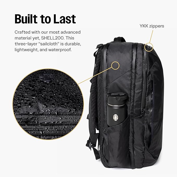 Tortuga 40L Travel Backpack Pro, Black - Large Carry-On Travel Backpack for Men and Women - Durable, Comfortable, Easy to Pack, Airline-Approved Bag with Laptop Compartment