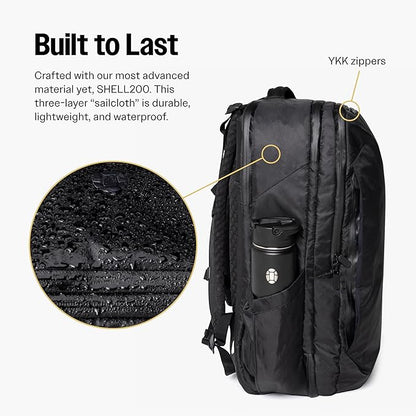 Tortuga 40L Travel Backpack Pro, Black - Large Carry-On Travel Backpack for Men and Women - Durable, Comfortable, Easy to Pack, Airline-Approved Bag with Laptop Compartment