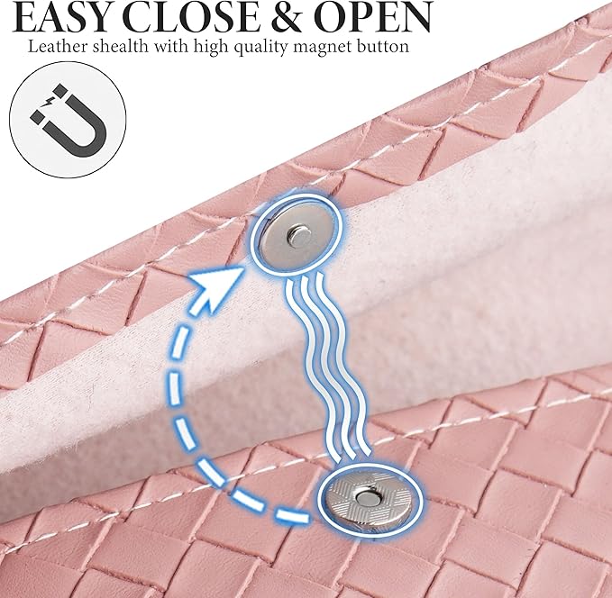 Pill Organizer,LIZIMANDU Weekly Travel Pill Case Box Medication Reminder Daily AM PM, Day Night 7 Compartments,for 4 Times A Day, 7 Days a Week-Includes Leather PU Carrying Case (1-Weave Purple)