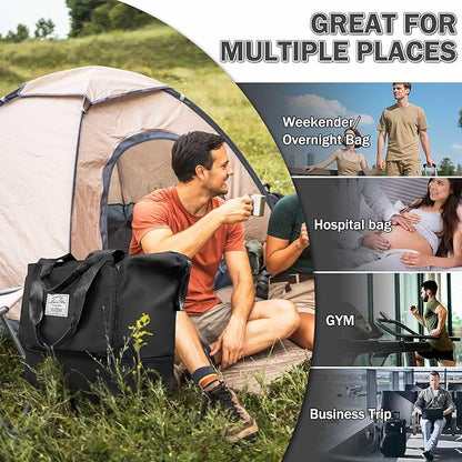 Ranslen Large Capacity Folding Travel Bag,Expansion Travel Duffel Bag with Dry and Wet Separation Portable Travel Duffel Bag