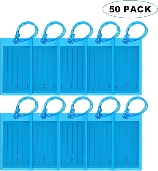 50 Pack Luggage Tags for Suitcases, Airplane Travel Essentials for Flying, International Travel Must Haves, and Luggage Accessories by Sodsay