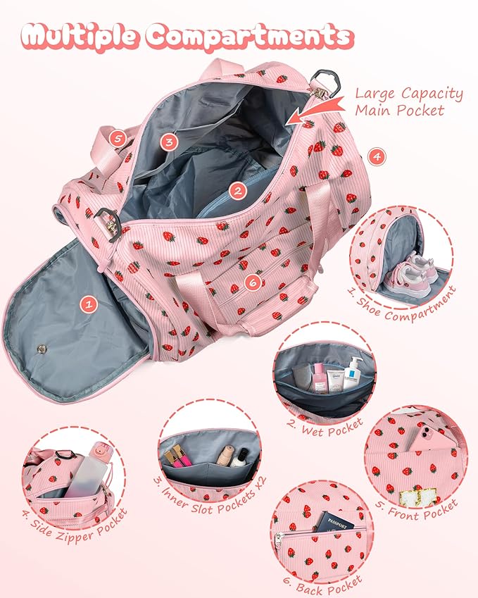 10 Year Old Girl Birthday Gifts, Girls Gym Bag, Kids Personalized Weekend Duffel Bags with Shoe Compartment, Initial Travel Tote with Makeup Bag, Gift for Grandkids (Letter N)