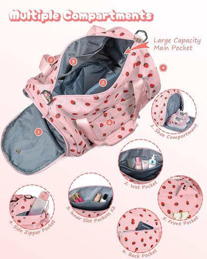 Christmas Gifts for Grandkids, Girls Gym Bag, Kids Personalized Weekend Duffel Bags with Shoe Compartment, Initial Travel Tote with Makeup Pouch, Teen Girl Gifts Trendy Stuff (Letter A)