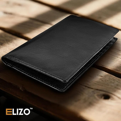 ELIZO Men's Genuine Leather Long Wallet - RFID Blocking Rodeo Checkbook Wallet | Slim Western Bifold Wallet with 16 Card Slots, ID Window | Top Grain Leather Cowboy Wallet