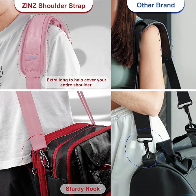 ZINZ 74" Shoulder Strap with Fixed Pad and Dual Balanced Buckles，Pink