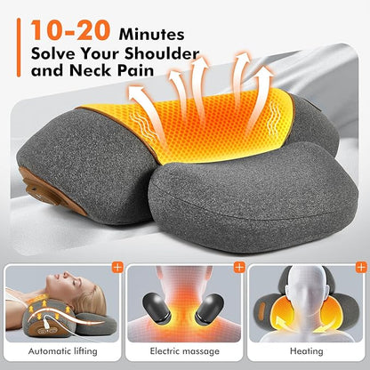 Neck Pillow - 3-in-1 Wireless Neck Pillow (Battery Included), Travel Neck Massage Pillow for Shoulder and Deep Tissue Pain Relief, for Women Neck Posture Corrector