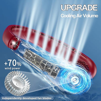 KIDEE Portable Neck Fan, Personal Bladeless Neck Fans 4000mAh, Upgrade 360° Airflow, 3 Speeds, USB Wearable Hands Free Fan Rechargeable, Battery Operated Cooling Fan for Indoor Outdoor Travel