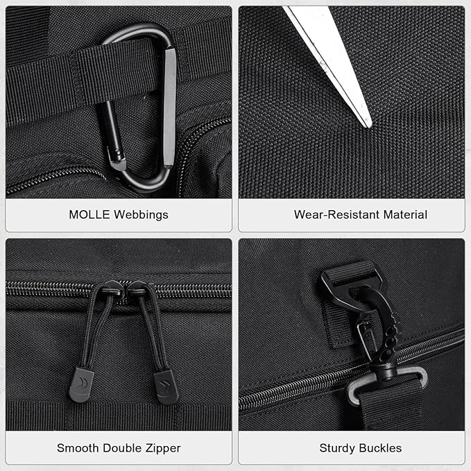 G4Free 3-in-1 Duffle Bag for Travel, Large Gym Duffle Backpack for Men Women with Shoes Compartment and Wet Pocket, Black