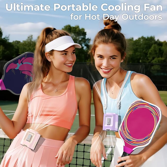 AMACOOL Mini Portable Waist Fan Clip on, 13000RPM 4-Speeds Personal Neck Fans, Up to 24H Battery Life, Rechargeable Wearable Shirt Belt Fan for Outdoor Work Jobsite Travel Camping, Gifts for Men