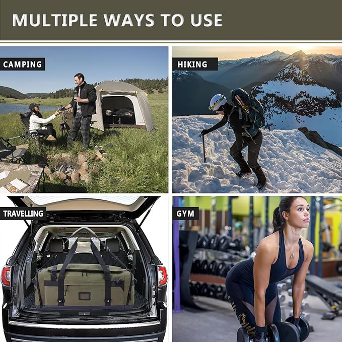 Large Duffle Bag for Travel - Men & Women, Foldable Gym Duffle Backpack, Heavy Duty Tactical Military Canvas Duffel Bags, Extra Big Carry On with Shoe Pockets, Waterproof (80L/103L)