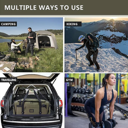 Large Duffle Bag for Travel - Men & Women, Foldable Gym Duffle Backpack, Heavy Duty Tactical Military Canvas Duffel Bags, Extra Big Carry On with Shoe Pockets, Waterproof (80L/103L)