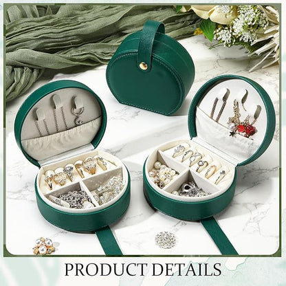 Weysat 12 Pack Travel Jewelry Case Mini Leather Bridesmaid Jewelry Gift Box Bulk Small Earring Storage Organizer (Dark Green)