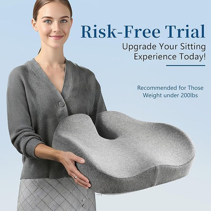 Seat Cushion for Office Chair for Wide Hip & Thigh with Firm Support, Thickened Memory Foam Sciatica Pain Relief Pillow for Proper Posture, Ergonomic Tailbone Pain Relief Cushion for Car Seat, Home