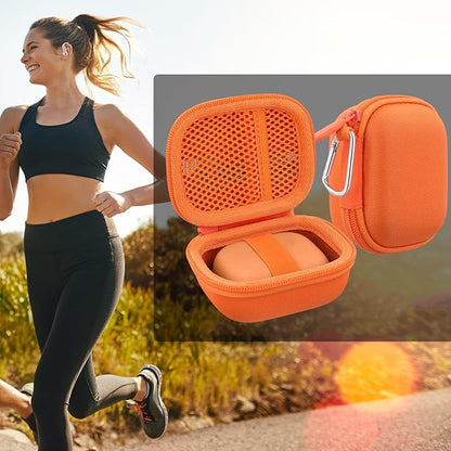 co2CREA Hard Case for Beats Powerbeats Pro 2 with Carabiner Clip, Shockproof Earbuds Storage Box – Protective Travel Cover for Powerbeats Pro 2 Wireless Bluetooth Earbuds (Electric Orange Case)