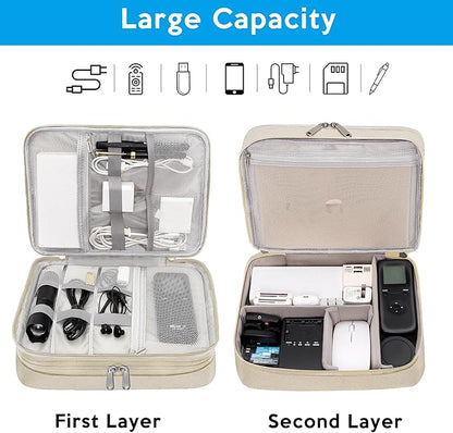 CILLA Electronic Organizer Travel Case, Travel Cord Organizer Case Portable Waterproof Cable Organizer Bag for Charger, Cord, USB, Power Bank, Earphone