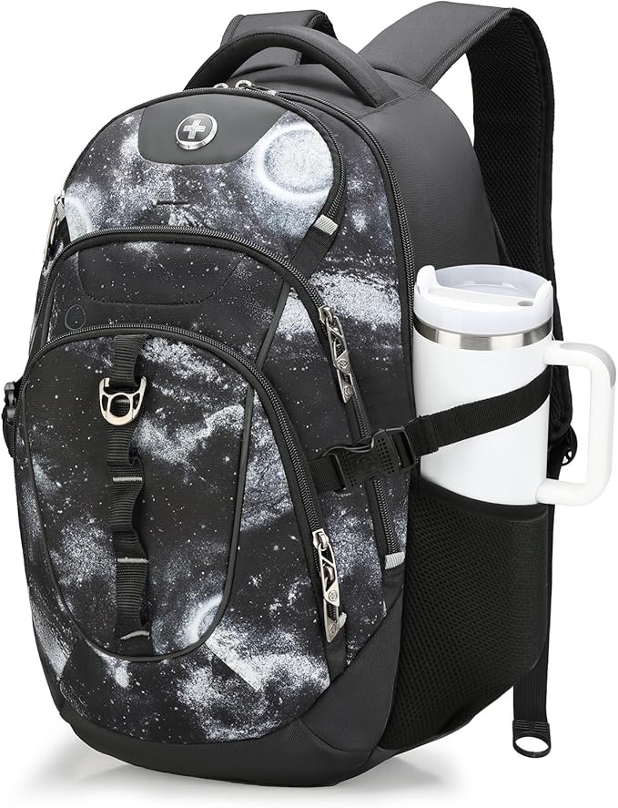 Swissdigital Laptop Backpack with USB Charging Port, Travel Backpack Fits 15.6 inches Computer, 31L Backpack for Men, Starry Sky | SD803-98