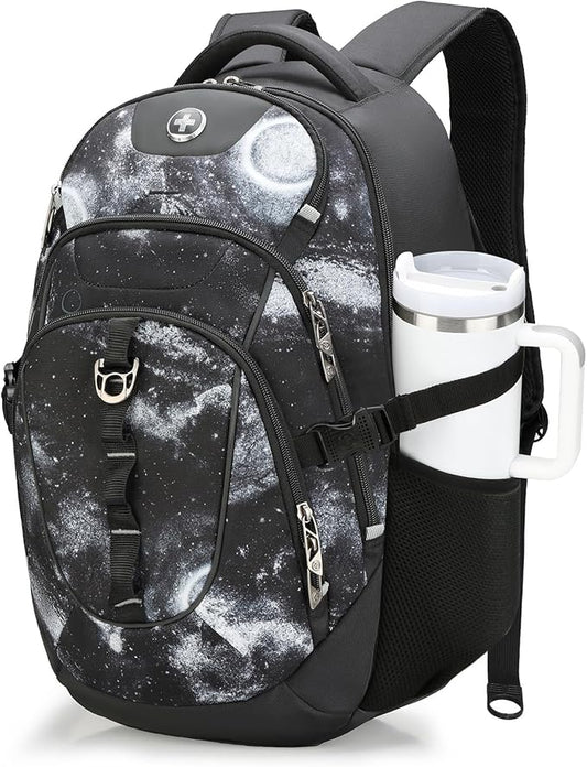 Swissdigital Laptop Backpack with USB Charging Port, Travel Backpack Fits 15.6 inches Computer, 31L Backpack for Men, Starry Sky | SD803-98