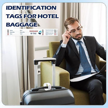 1000 Luggage Tags Hotels Baggage Claim Check Tags with Transfer Tape Serial Numbering (1-1000) Paper Luggage Tags Hotel Luggage Claim Bag Tags Claim Tickets for Hotel Luggage Identification (1)