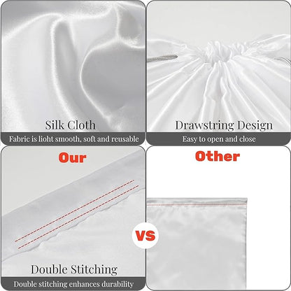 12 Pack Dust Bags for Handbags, Silk Cloth Bag With Drawstring Large Travel Storage Pouch for Handbag Purse Shoes Boots